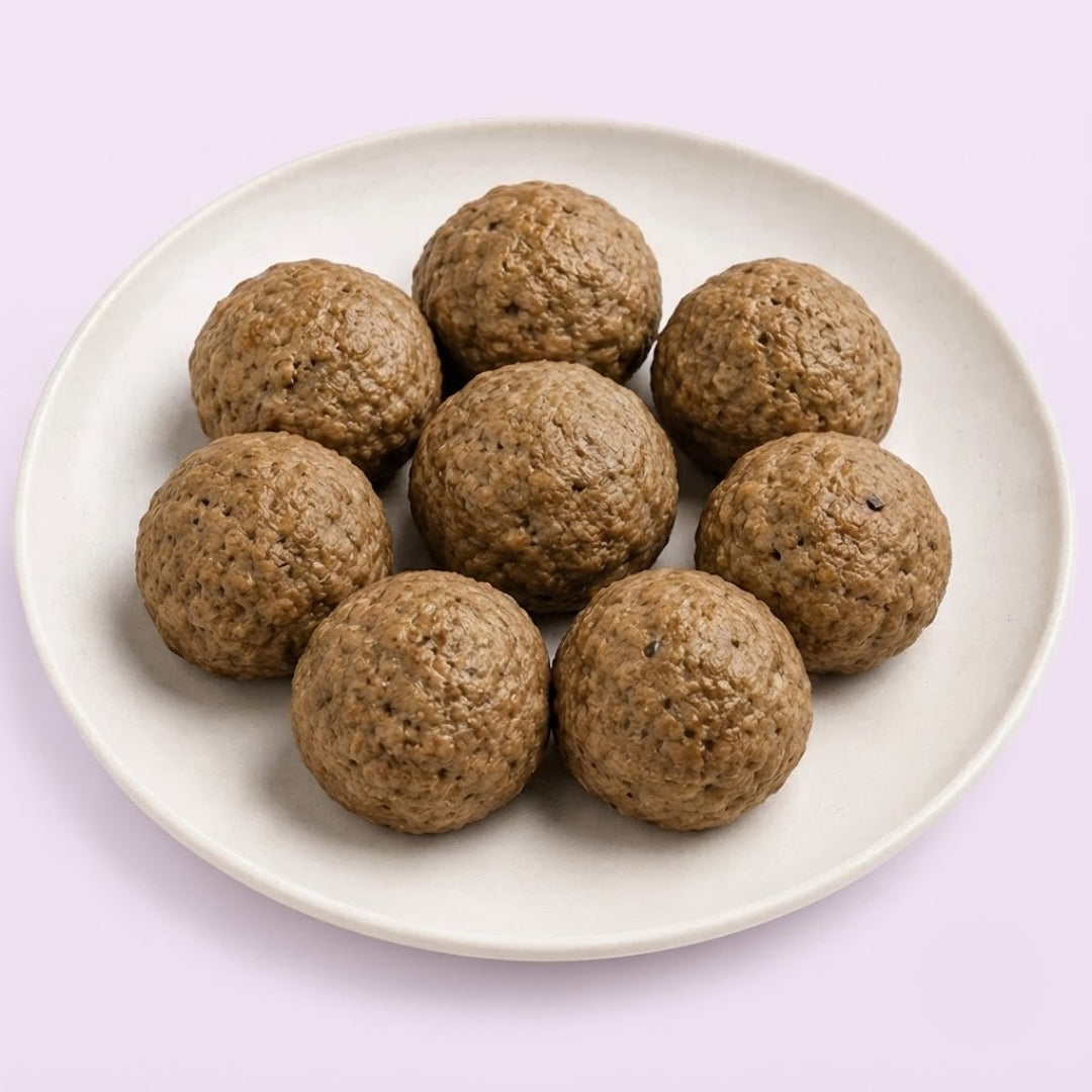 Albondigas de lenteja y trigo + salsa tomate